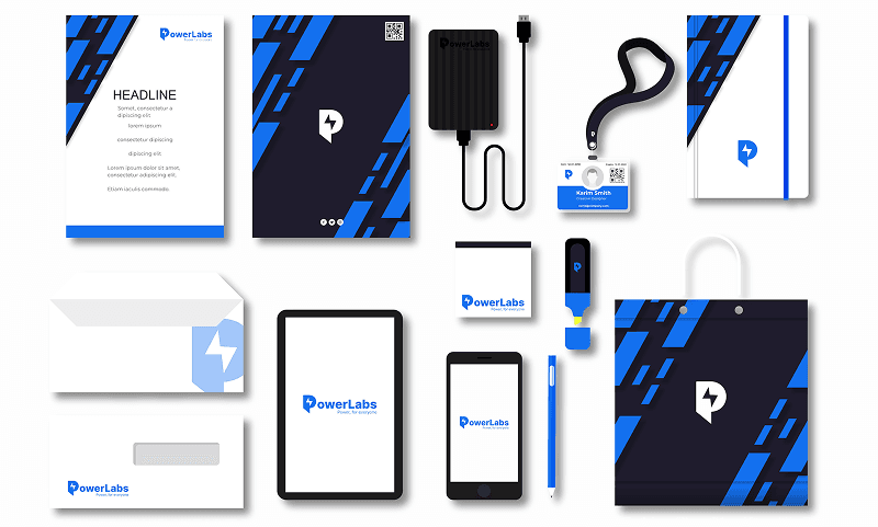 Branding example with various brand assets